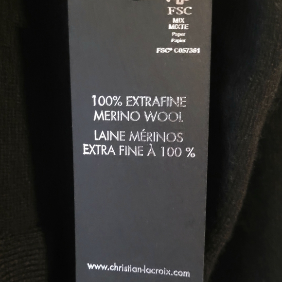 Christian Lacroix Black Polo Shirt, 100% Merino Wool - Picture 2 of 8